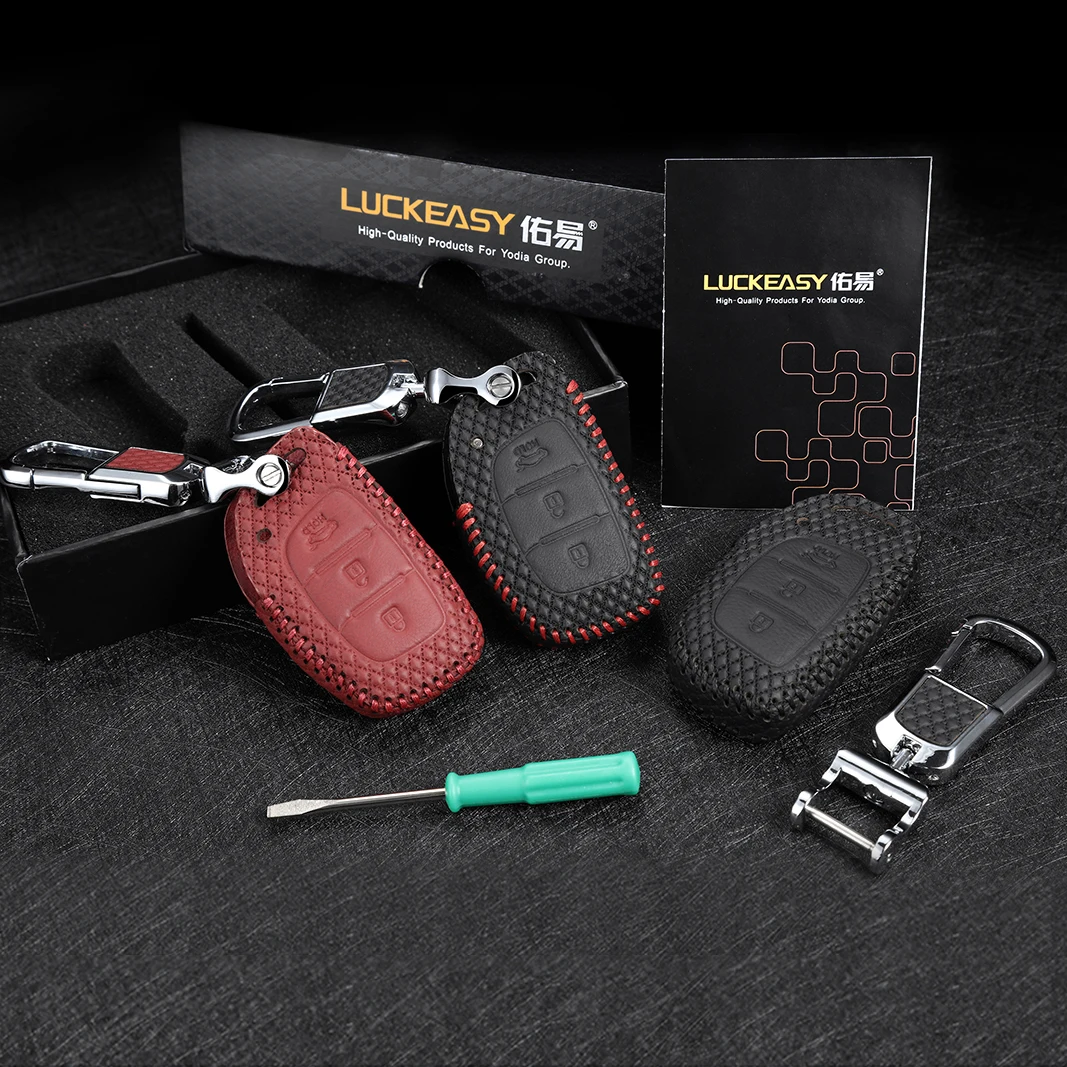 Luckeasy кожаный чехол для ключей hyundai ix25 ix35 ELANTRA SONATA Verna mistra solaris 2013 G3
