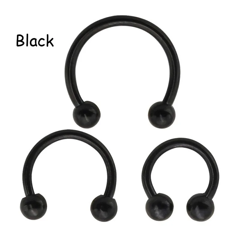3pcs Stainless Steel Nose Hoop Ring Septum Lip Studs Cartilage Earrings Circular Tragus Ear Piercing Horseshoe Body Jewelry 16G