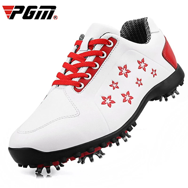 

PGM Women's Golf Shoes Waterproof Mesh Breathable Women Sports Spikes Shoe Microfiber Golf Course Train Ladies Nail Shoes