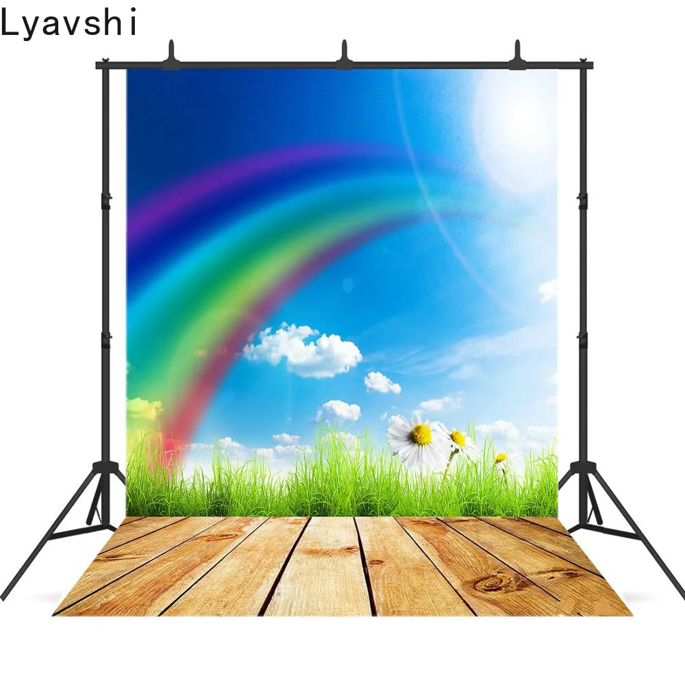 Lyavshi небо Радуга боке стена деревянный пол фотографии фоны для фотостудии дети