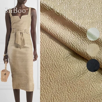 

White khaki blue embossed bubble jacquard fabric for dress 3D jacquard tissu telas tecidos stoffen cloth FREE SHIPPING SP4192