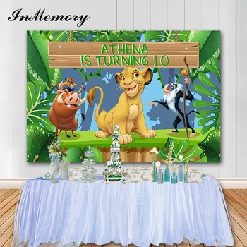 

InMemory Photography Background Custom Cartoon The Lion King Boys Birthday Backdrop Decor Photocall Backdrop Photo Studio Banner