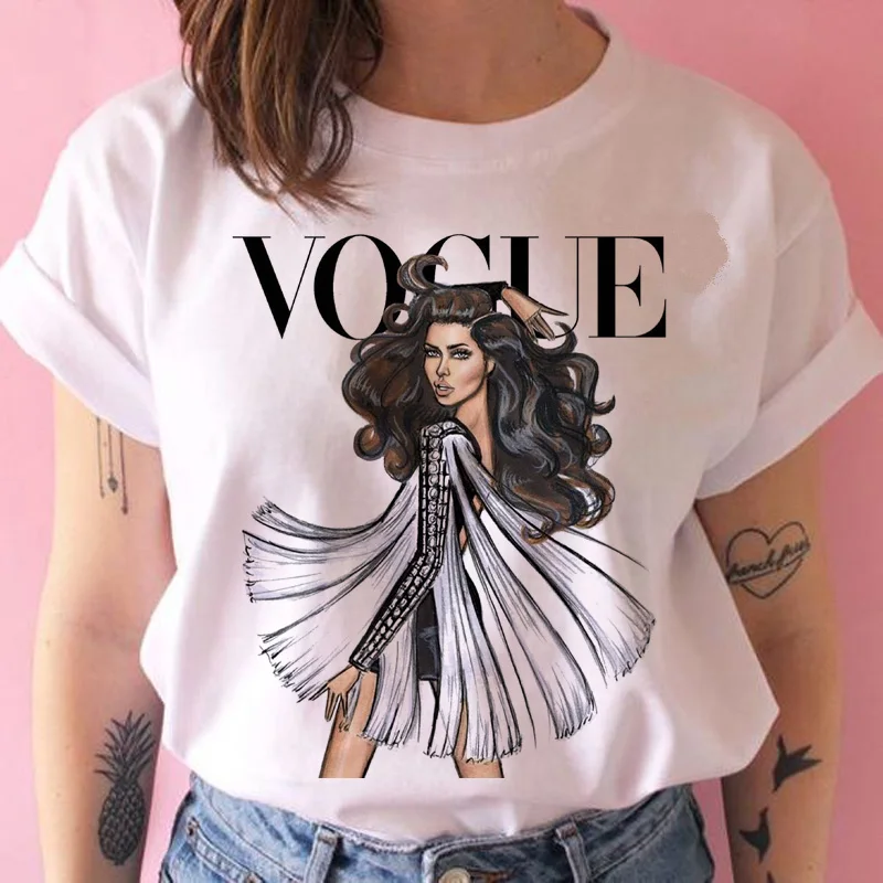 

New VOGUE princess tshirt print female Harajuku ulzzang tshirt cartoon funny tops shirts 90s tshirt Graphic clothes fashion girl