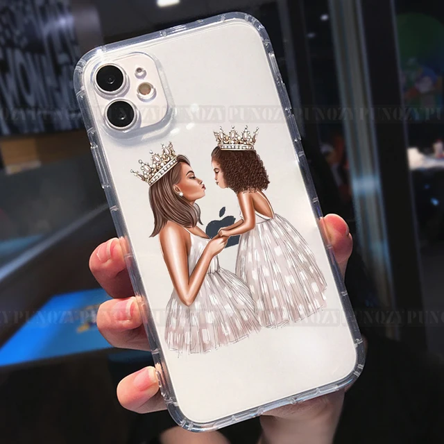 Cute girl Super MoM Baby Phone Case For iPhone 12 PRO 13 pro max XR 11 PRO MAX 8 7 6 plus XS MAX Father's Day Love Soft TPU Case w2036