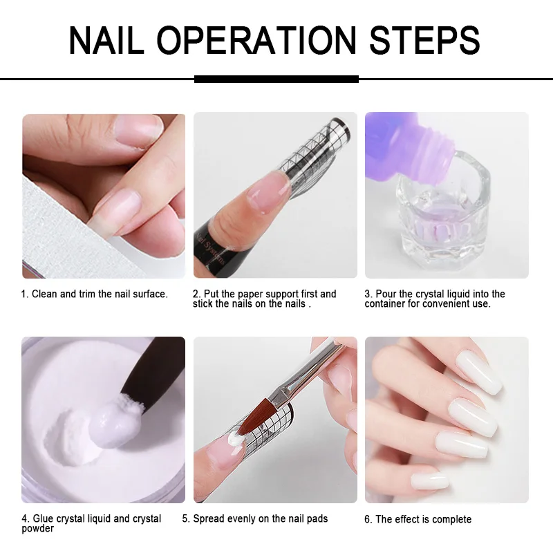 Full Nail Manicure Set Pro Acrylic Kit With Drill Machine Acrylic Liquid Nail Glue Glitter Powder Nail Tips Nail Art Tool Kit 5