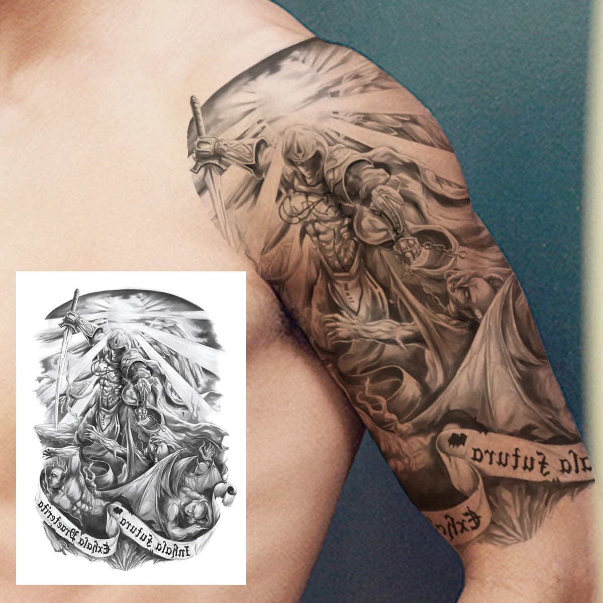 Geometrische Teufel Temporare Tattoos Fur Manner Frauen Erwachsene Kinder Schwarz Eule Schadel Tattoo Aufkleber Tiger Ttibal Gefalschte Wolf Grosse Tatoo Diy Temporary Tattoos Aliexpress