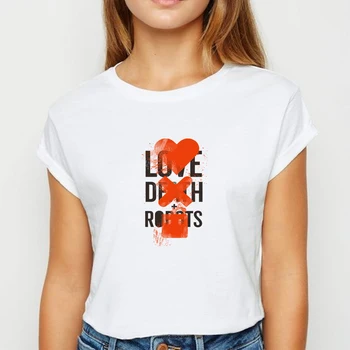 

Love Death Robots tshirt Plus Size Adult Female Red And Creative Printing T Shirt Harajuku Spring Summer Cheap O-Collar T-shirt