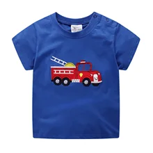 Заводская настраиваемая весенне-летняя детская футболка для мальчиков с вышивкой в виде машины в европейском и американском стиле короткая хлопковая Футболка Sle