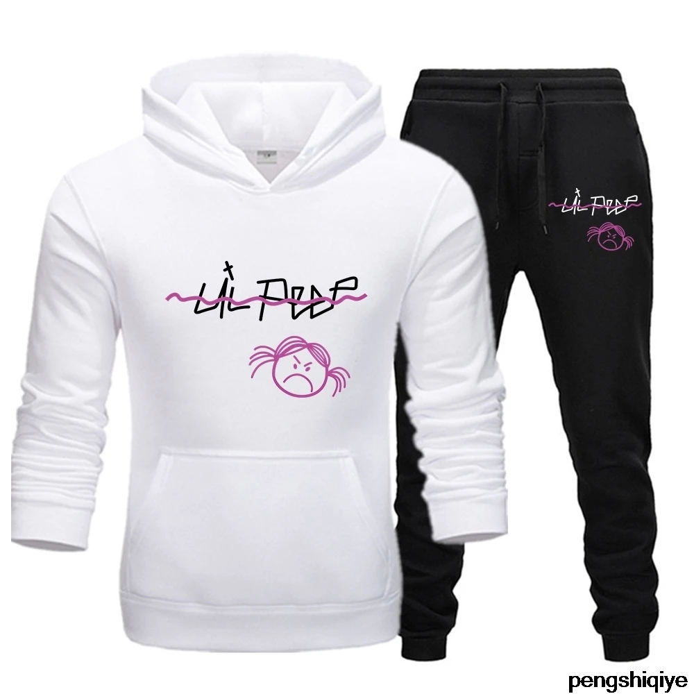 

2020 new Track field male fashion brand sport fleece thickened hooded boutique casual clothes hoodies suit jacket +pants men set