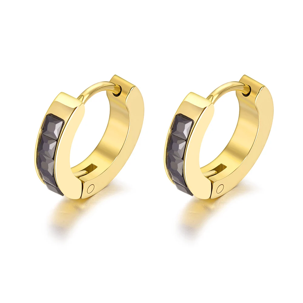 JeeMango Fashion Star Zirkonia Runde Creolen Edelstahl Hohe Qualität Schmuck Minimalistischen Ohrringe Großhandel E25105 – Detail 9