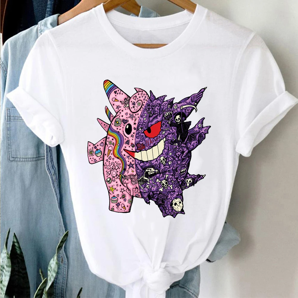 2021 модная футболка с покемоном Kawaii аниме Летняя женская Gengar повседневная одежда