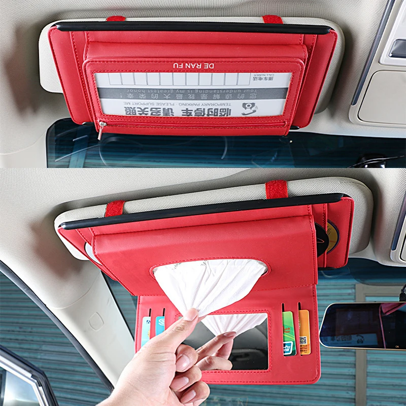 YOLU автомобиль солнцезащитный козырек Многофункциональный ткани CD коробка с держателем для высокое качество хранения CD сумка красный черный бежевый
