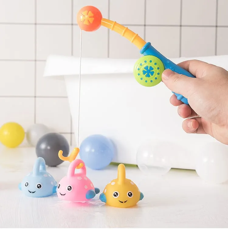 4pcs Set Bath Toys for Toddlers Colorful Floating Fishing Games with Fishes Fish Rod Baby Bathing 2