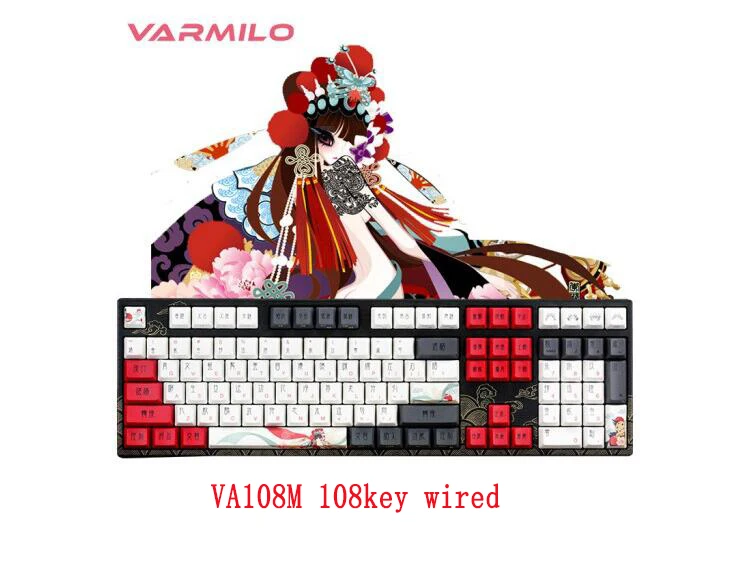 US $224.13 Varmilo VA108M beijing Opera Huadan Mechanical Keyboard 108Key Wired  Cherry Game Office Keyboard