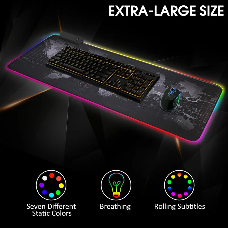 Gaming Mouse Pad RGB Computer Large XXL LED Gamer Mause Carpet 900x400 Desk Mat For CS LOL