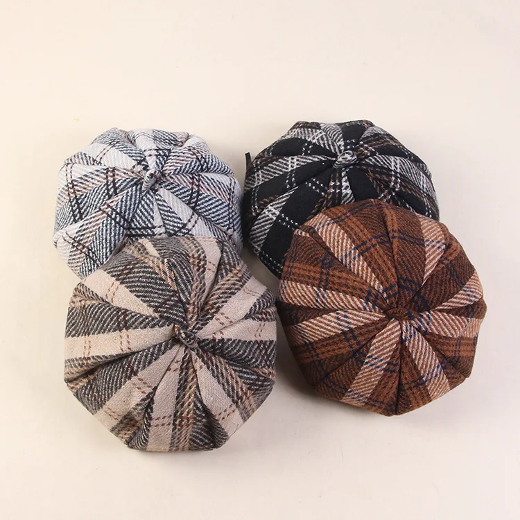 

Hat Women's Autumn & Winter Students Casual Fashion England Beret Versatile nan gua mao Plaid Painter Cap Korean-style Fashion