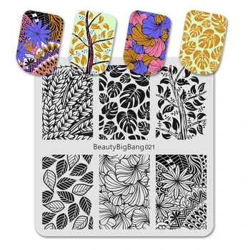 

Beautybigbang Stamping Plates Floral Leaf Flower Ears Of Wheat Image Vintage Stainless Steel Nail Art Stamp Template Mold 021