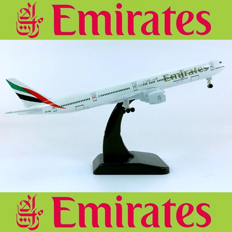 18 см 1/400 Emirates airlines Boeing 777-300 игрушечные модели самолетов литье под давлением сплав шасси с основанием и колесами модель самолета