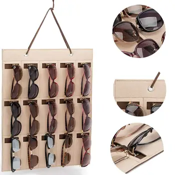 

Multi-slot Sunglasses Organizer Hanging Earrings Necklace Felt Storage Holder