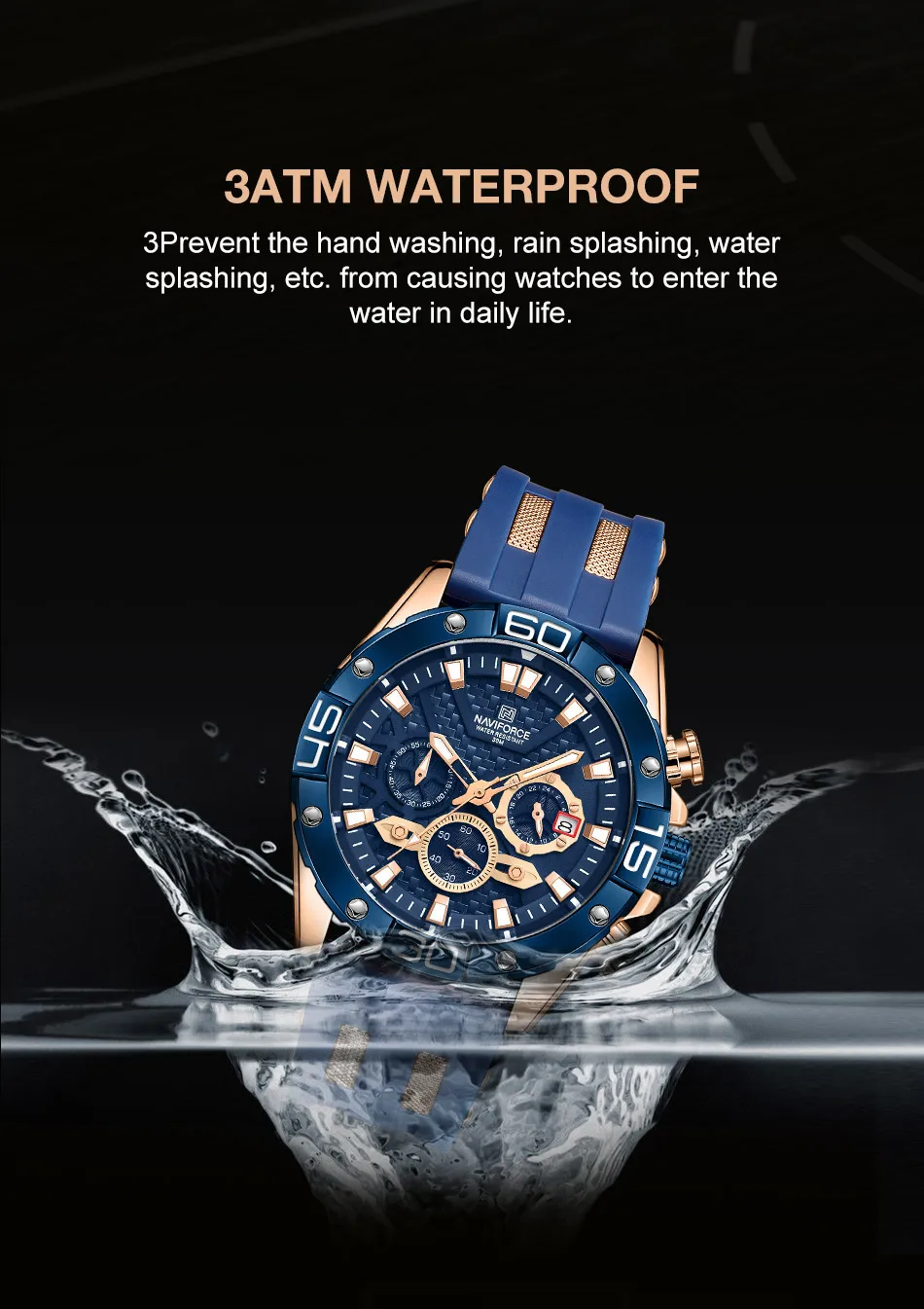 Naviforce NF8019 Silicone Strap Wrist Watch Price in Bangladesh