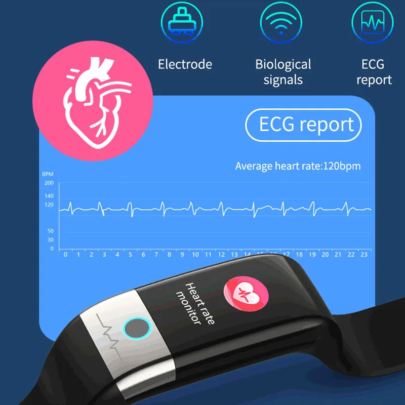 X1 Спортивные Bluetooth мужские смарт браслет PPG + ECG часы кровяное давление Пульс IP67