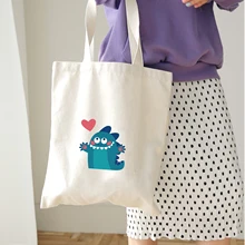 Креативная Сумка-тоут с мультяшным принтом Kawaii, дизайн для покупок, милая модная сумка унисекс для путешествий, холщовые сумки Харадзюку, многоразовые сумки