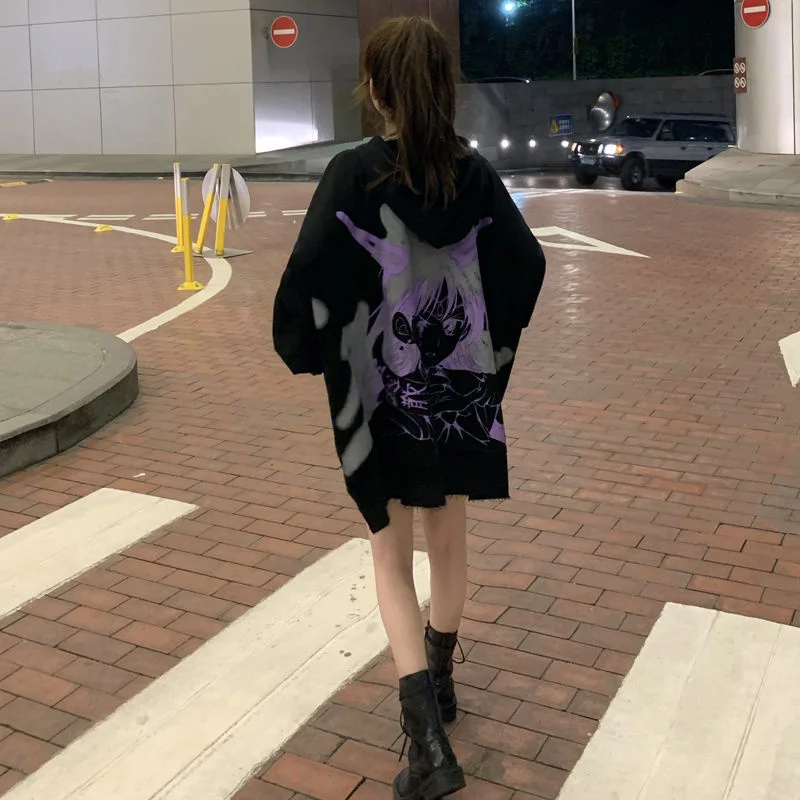 2021 Female Pullover Harajuku Hip Hop Sailored Moon Hoodie Oversize Dark Girl Punk Gothic Top  Anime Hooded Spring And Autumn backwoods hoodie