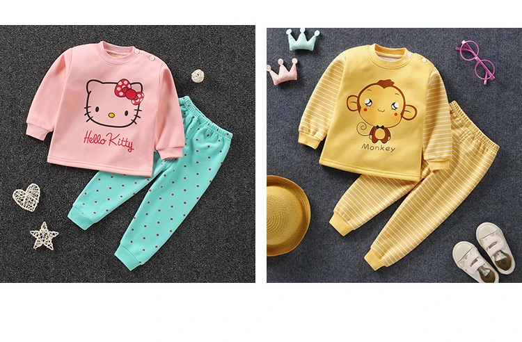Термобелье для маленьких мальчиков и девочек; плотные вельветовые подштанники; комплекты для малышей; детская зимняя одежда из бархата; 9 months to 4 years Old