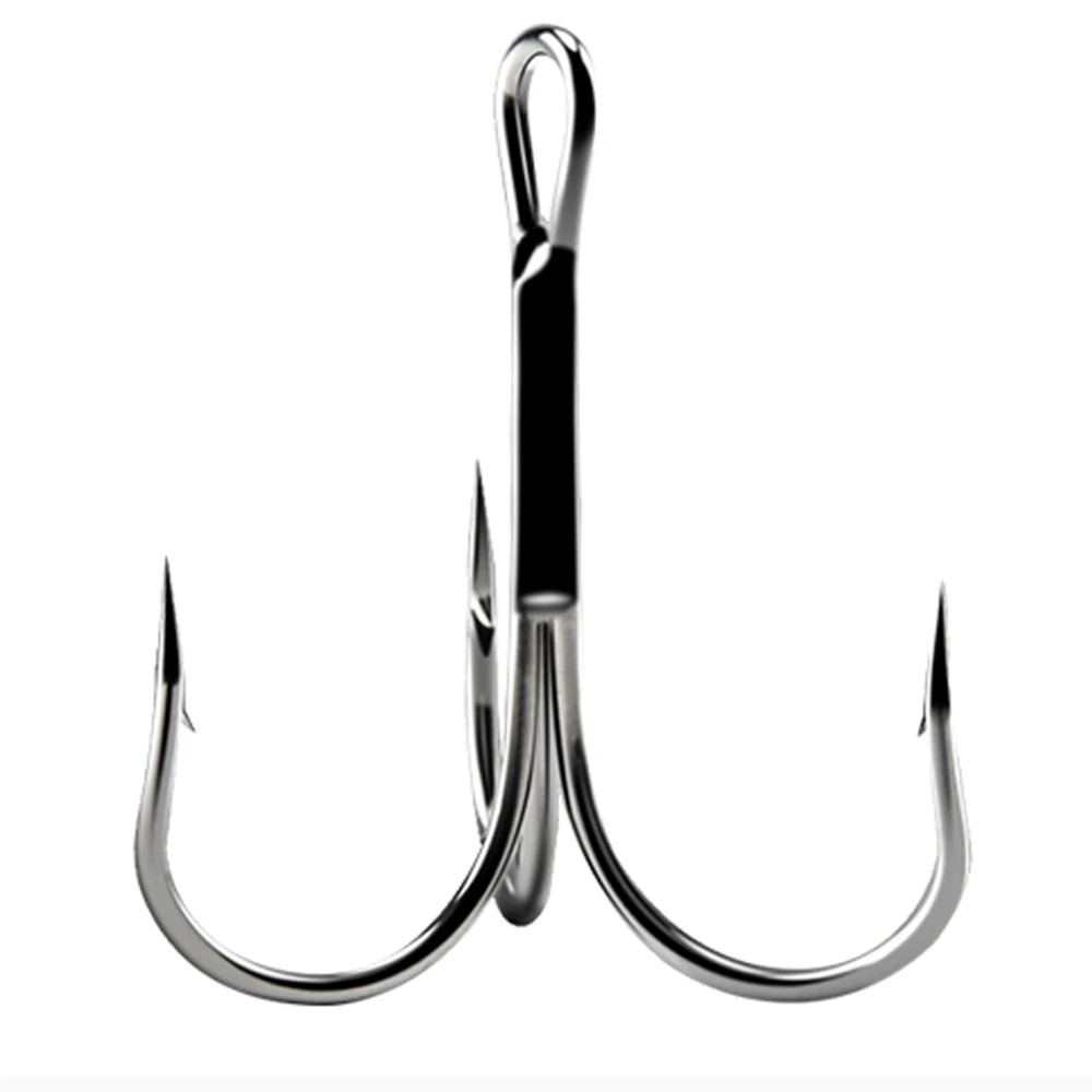 15pcs/box 5002 Treble hooks Silver Size 1/2/4/6/8/10/12/14# Bait Fishing  Tackle Round Bend For Pike Bass - AliExpress