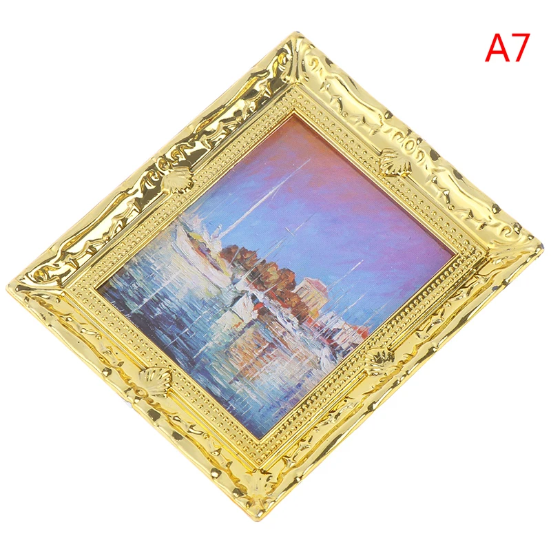 Миниатюрный Мини-кукольный домик, 1:12, фоторамка под старину, Мэнни, картина маслом, сделай сам, кукольный дом, декоративные аксессуары - Цвет: As pictures