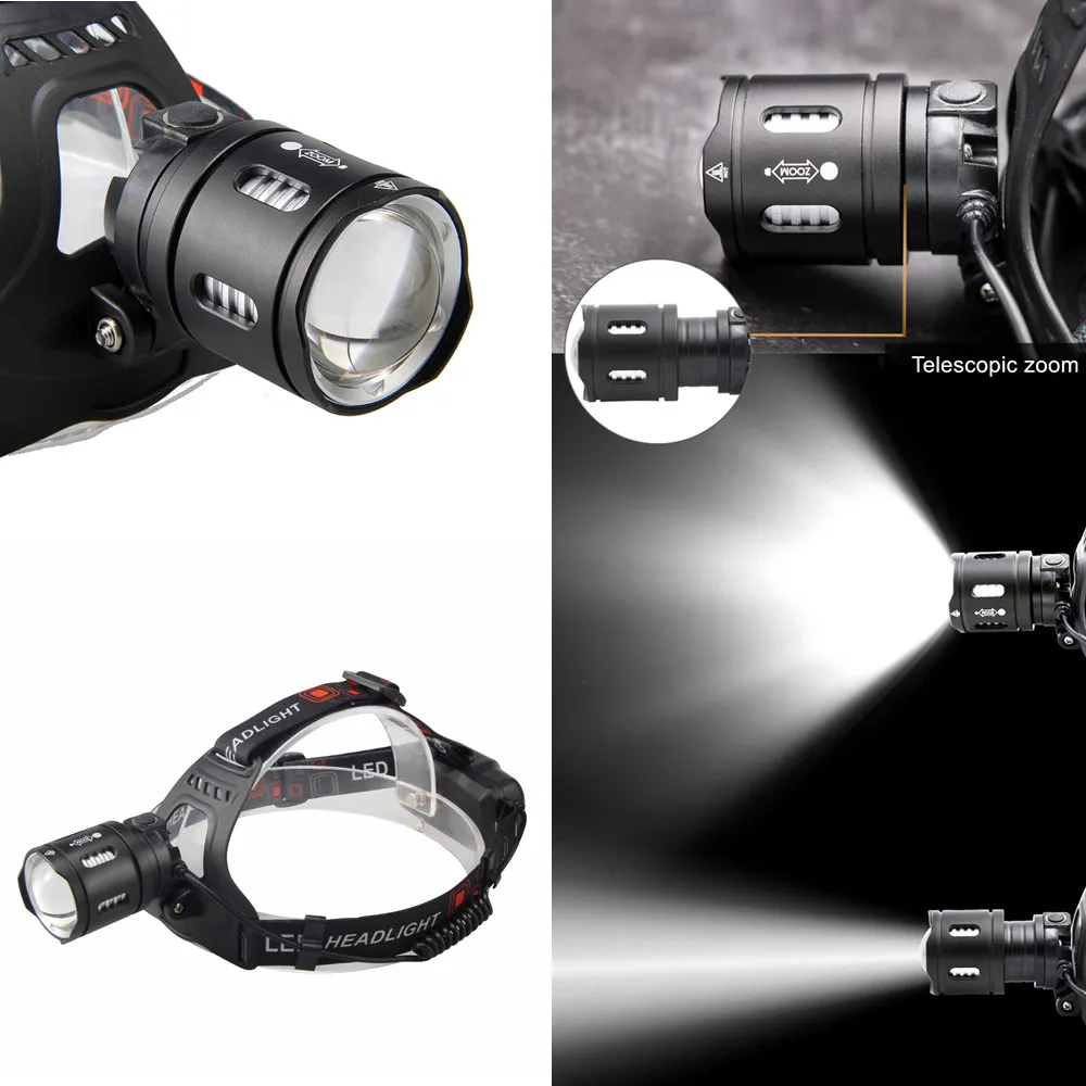 Мощный светодиодный налобный фонарь XHP70.2 XHP50.2 с увеличением фонарик