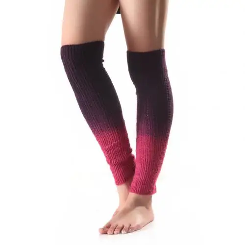 Women Leg Warmers Winter Warm Gradient Knee High Boot Socks Solid Color Knitted Leg Warmers Winter Warm Long Socks Women's Socks - Цвет: Фиолетовый