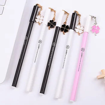 

3X Metal Chain Lucky Clover Gel Pen Stationery School Office Supply
