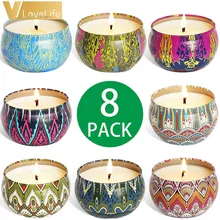 Scented-Candles 8PCS Soy-Wax Gift Tin Relief Travel Sleeping-Stress Natural Portable