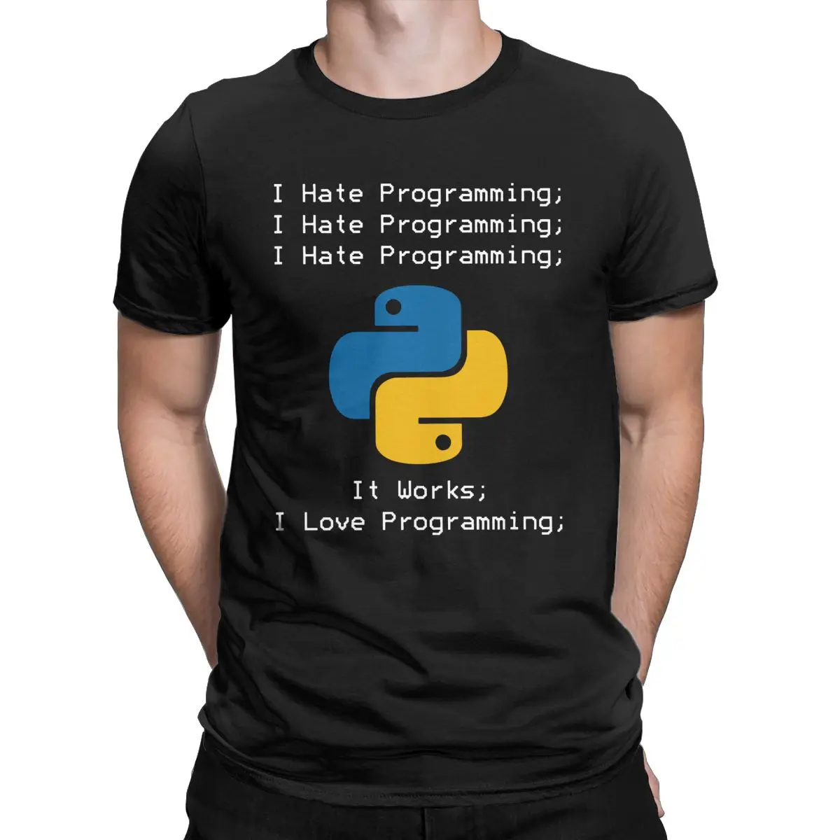 Python I Hate Programming T-Shirt for Men Programmer IT Computer