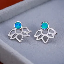 Женские серьги-гвоздики в стиле бохо с голубым опалом, модные двойные серебряные золотые вечерние серьги, Винтажные серьги для невесты для женщин