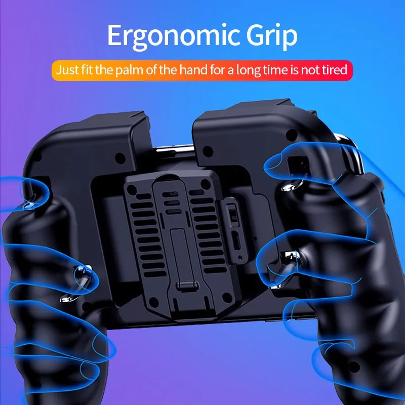  H9 with Fan Six Finger PUBG Game Controller Gamepad Trigger Shooting Free Fire Cooling Fan Gamepad 
