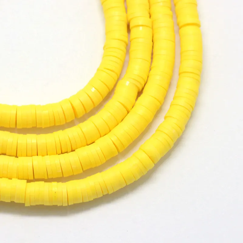 Yellow 6x1 мм 380~ 400 шт/прядь Плоская Круглая Полимерная глина ручной работы свободные Бохо африканские дисковые бусины-разделители для изготовления ювелирных изделий DIY - Цвет: Yellow