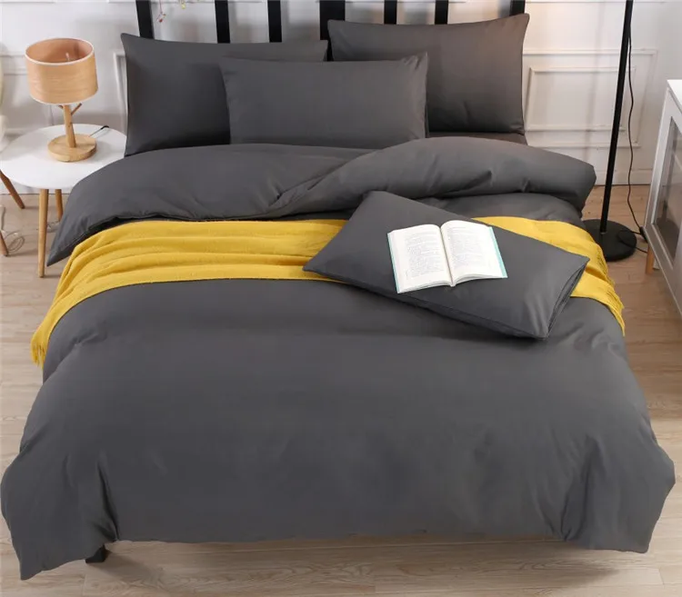 JDDTON Bedding Set New Classic Colorful 5 Size Solid Color Bed Linings Duvet Pillowcases Cover Bed Sheet Cover Set BE003