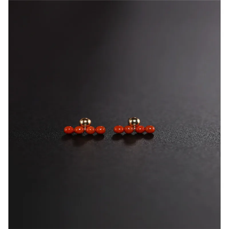 DAIMI Liangshan South Red Agate Earrings gemstones Women's Day Genuine Yellow 18K Gold Valentine's Gift | Украшения и