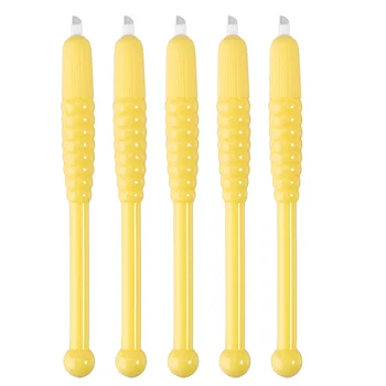 

5pcs Needles Disposable Manual Microblading Eyebrows Tattoo Pen for Semi-permanent Makeup (Yellow）