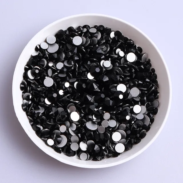 Mix Size Black Diamond Flat Back Rhinestones for Face Self-adhesive Crystal Beads Loose Precious Stones Diamond Painting Jewelry Black
