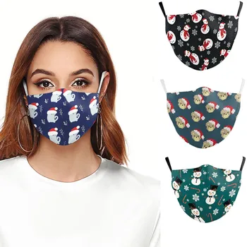 

Fashion Christmas Printed Mask Washable Men Women Soft Face Mask Cloth Face Mask Breathable Reusable Mouth Caps Mask