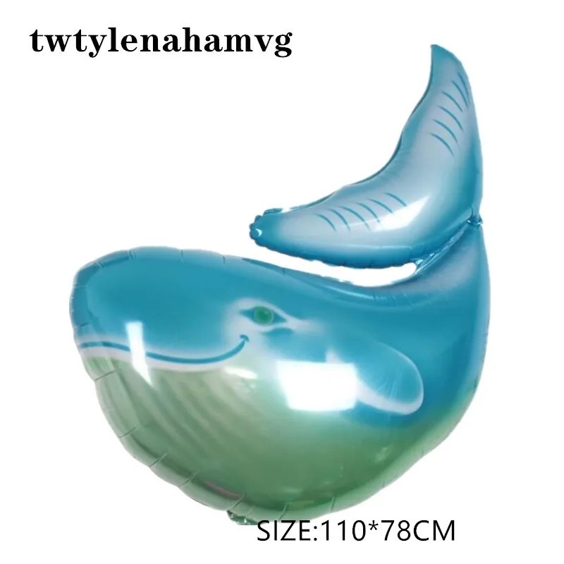 

Blue new marine whale animal summer theme birthday party foil balloon wedding little boy shower shell octopus shark decoration