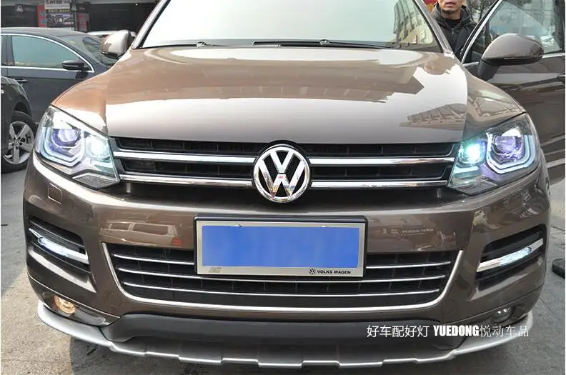 Hireno автомобильный Стайлинг Головной фонарь чехол для VW Toureg 11-2013 светодиодный головной светильник s DRL Дневной ходовой светильник Bi-Xenon HID аксессуары