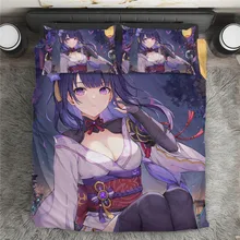 Genshin – housse de couette imprimée Raiden Shogun, ensemble de literie tendance pour garçons et filles, Textile confortable pour la maison, 2021