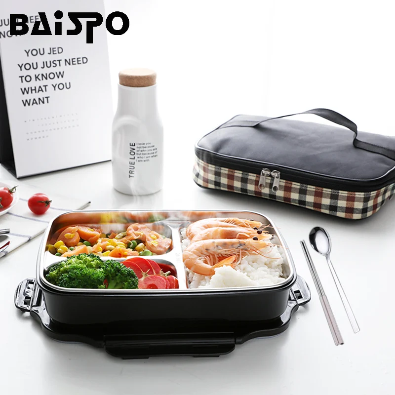 Ланч бокс из нержавеющей стали с отделениями Baispo|Коробки для обеда| |