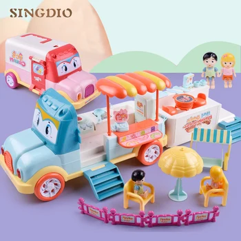 

Travel Tour luxury RV car recreational vehicl with Sound and Light Tourism Beach Chair Outing Camper Caravan Toys For Girls Boys