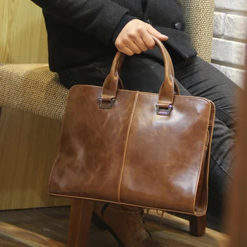 

Men's Bag Korean Fashion Style Handbag Casual Shoulder Crossbody Bag 13" Laptop Vintage Leather Business Briefcase
