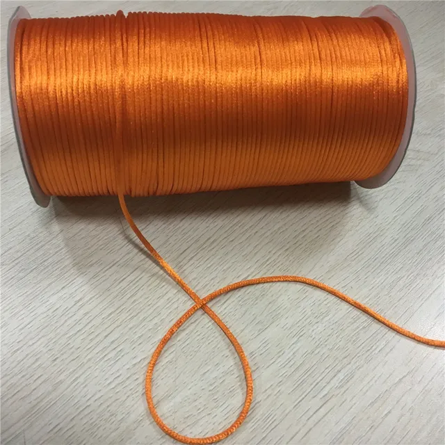 2MM  Chinese Knot Line Cord Silk Satin Nylon Cord 35colors for DIY String Necklace Bracelets 20meters Lot Orange 172